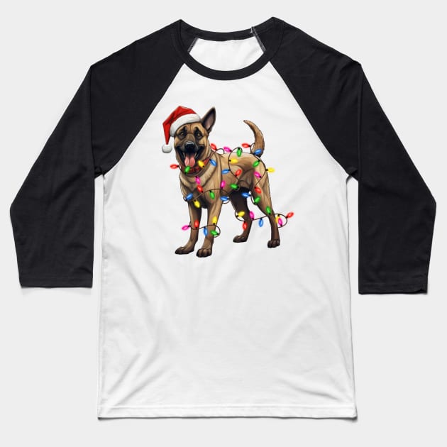 Christmas Belgian Malinois Baseball T-Shirt by Chromatic Fusion Studio